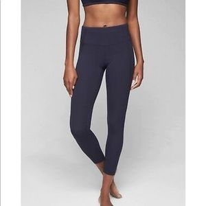Navy athleta salutation tights